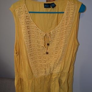 rue21+ Mustard crochet blouse 2XL